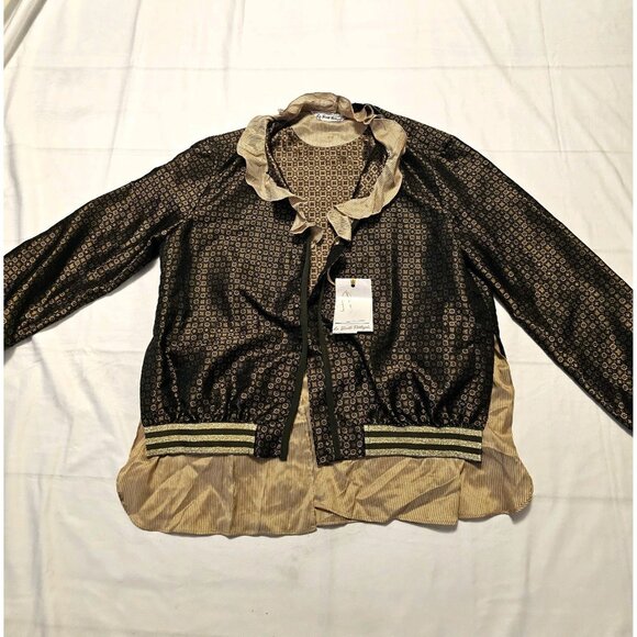 Le Sarte Pettegold Shimmery Gold Silk Blouse Made In Italy Boho NWT Size 44 - Picture 15 of 15